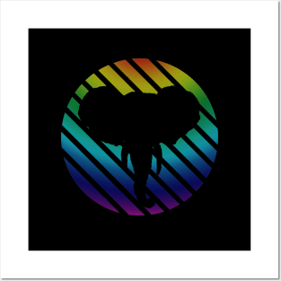 Elephant Head Rainbow Circle Posters and Art